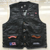 Men's Motorcycle Leather Vest Single Breasted Embroidered Sleeveless Jacket Punk Style Motorbike Waistcoat for Men Clothing