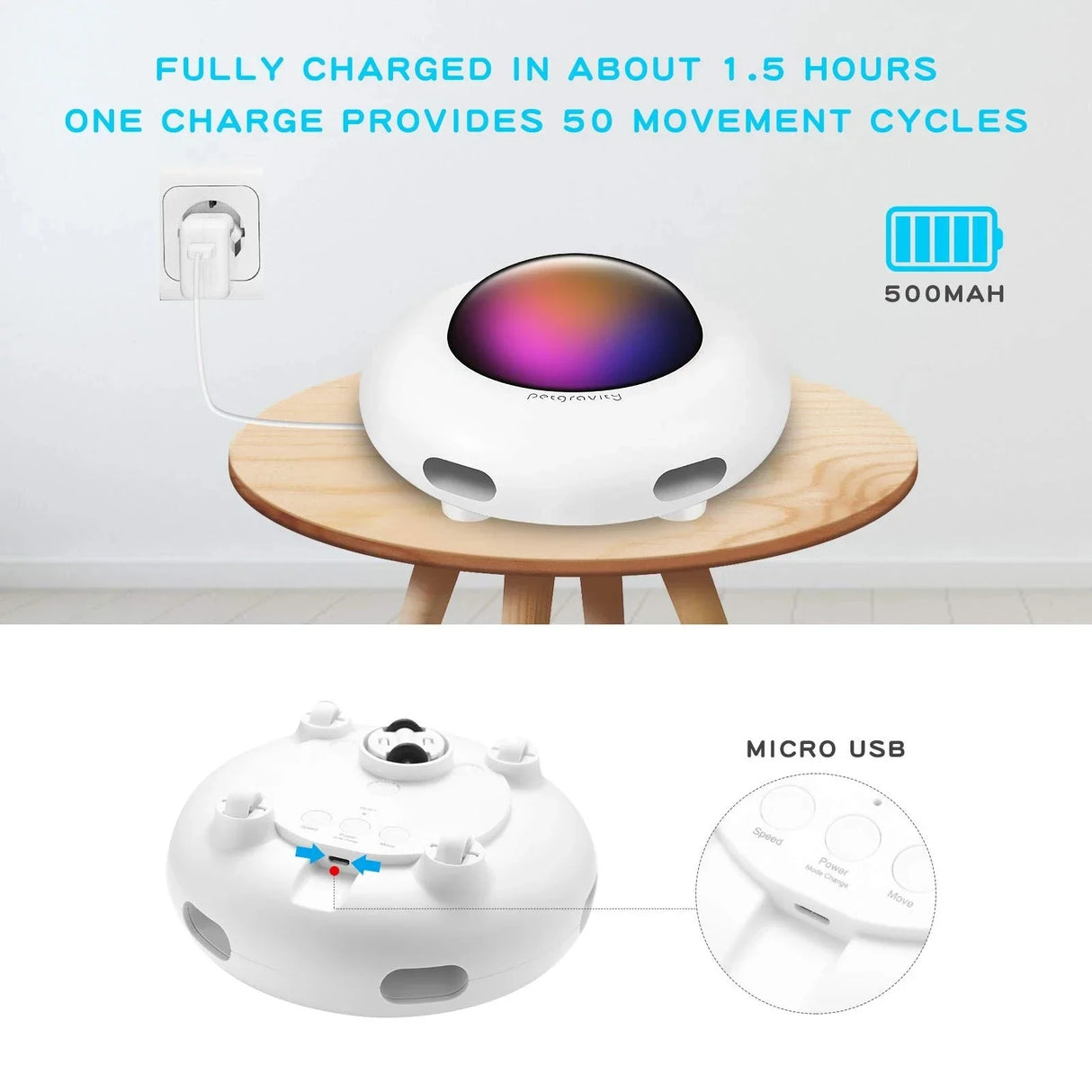 Smart UFO Interactive Cat Toy for Indoor Rotating Feather Electronic Cat Toy Smart Auto Shut-Off Random Moving USB Charging