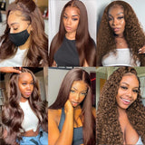 13x4 Chocolate Brown Colored Lace Front Human Hair Wigs For Women HD Transparent Body Wave 360 Full Lace Frontal Wig Pre Plucked