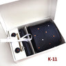 6-piece Set Classic Printed DotsTies for Men Kerchief Square Cufflinks Brooch Tie Clip Bussiness Wedding Party Suit Gift Box Set