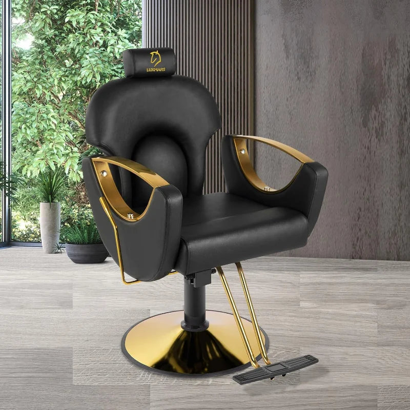 LUXMARS Hydraulic Barber Chair, Salon Chair 360 Degrees Rolling Swivel Hair Styling Chair, Adjustable Height Hair Stylist Tattoo