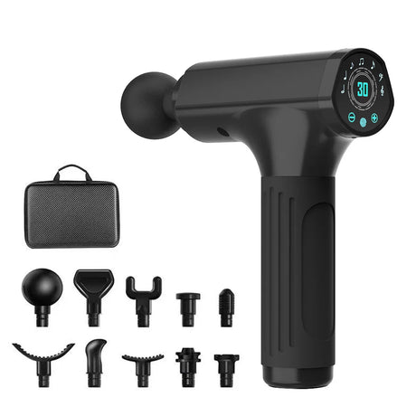 10head Lcd High Frequency Fascia Gun Massager With Portable Bag Therapy Gun For Fitness Massage Gun Muscle Relax Body Relaxation