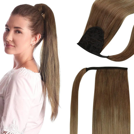 Full Shine Ponytail Human Hair 70g/80g Machine Made Remy Ponytails Extensions for White Women Human Hair Ponytail