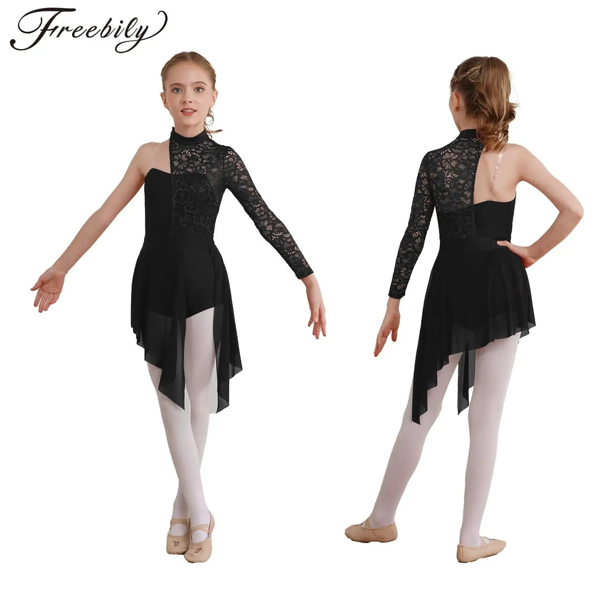 Kids Girls Modern Lyrical Dance Dress Figure Skating Ballet Gymnastics jazz Latin Cha-cha Leotard Dresses Floral Lace Dancewear