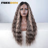 FREEDOM Synthetic Lace Wig Long Deep Wavy Ombre Blonde Ginger Lace Wigs For Black Women Heat Resistant Cosplay Wigs