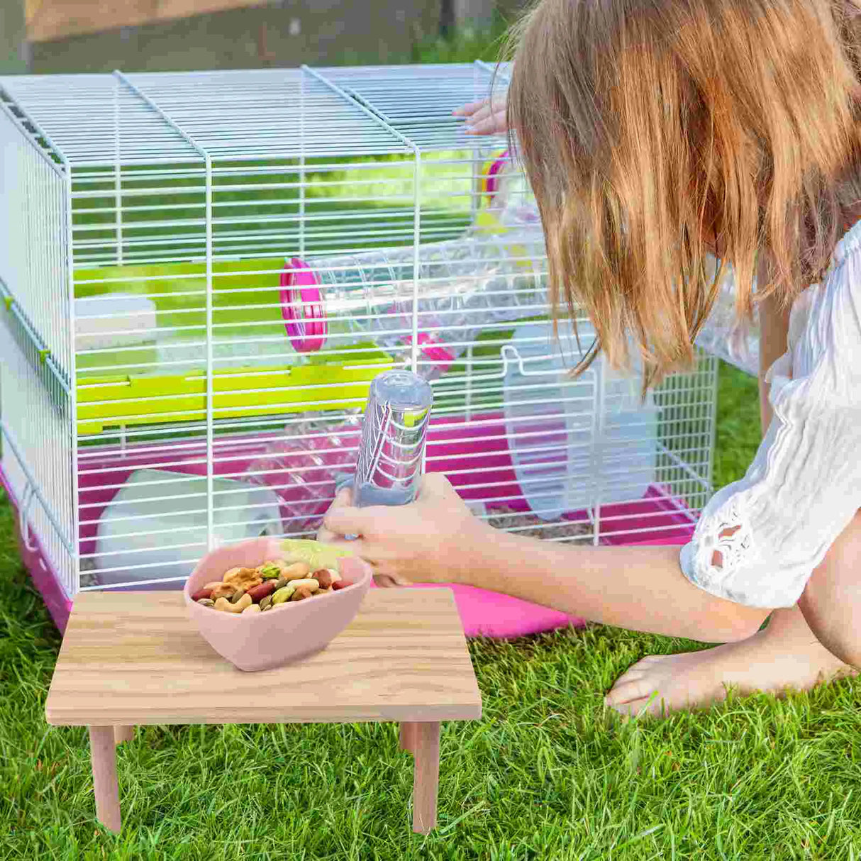 Hamster Play Wooden Platform Small Pet Playing Stand Putting Food Bowl Water Table Cage Accessory Wooden Platform For Hamster