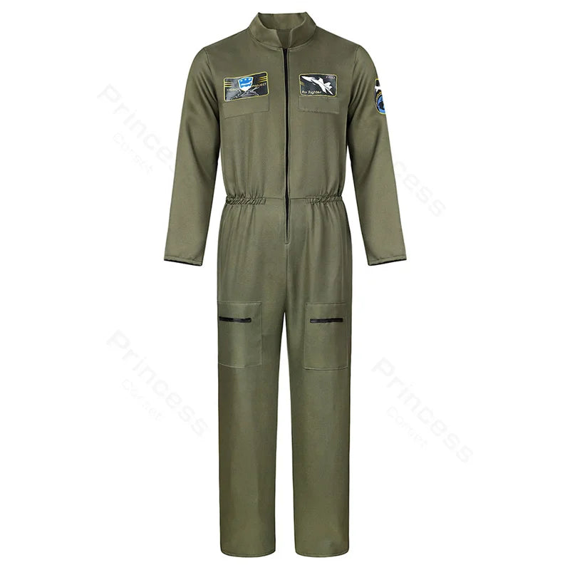 Pilot Uniform Army Green TOP GUN Costume for Adult Cosplay Military Uniform Women Men Fighter Pilot Costume Plus Size