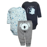 3PCS Baby Bodysuits+Pants Cotton Newborn Baby Boy Clothes Summer Cartton Kids Clothing Sets 0-24 Moth Bebe Jumpsuit