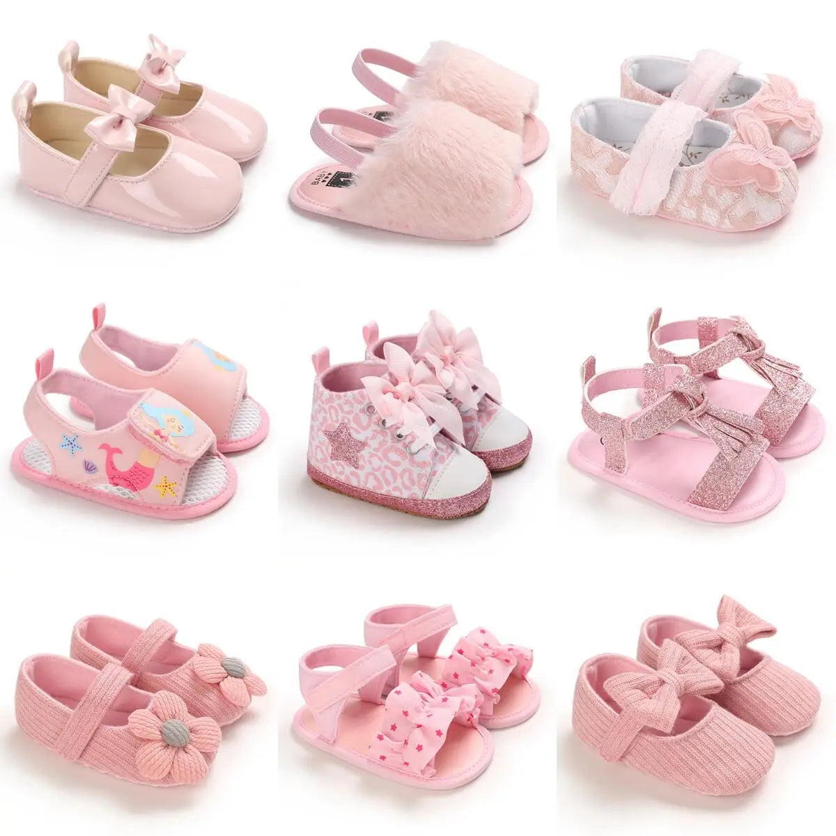 Summer Fashion Newborn Pink Baby Shoes Non-slip Cloth Bottom Shoes For Girls Elegant Breathable Leisure Baby First Walking Shoes