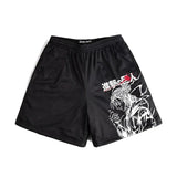 Anime Shorts Men Japanese Style Gym Shorts Summer Y2k Beach Casual Fashion Running Short Pants Quick Dry Workout Mesh Sweatpants