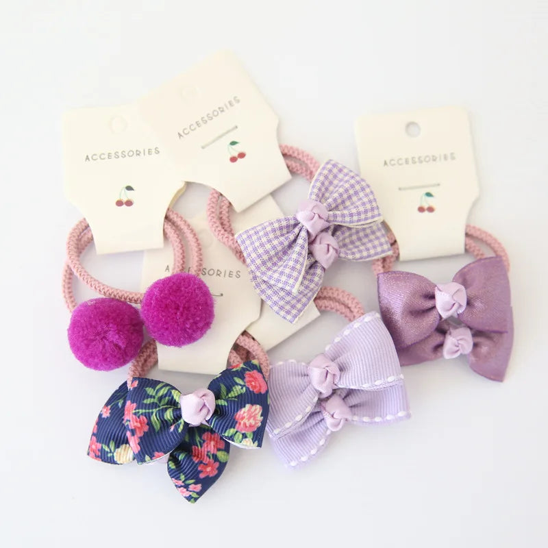 10Pcs/Lot Elastic Hair Bow for Children, Children's Headwear Hair Accessories for girls, Cute Hair ties, Lovely Hair Rope