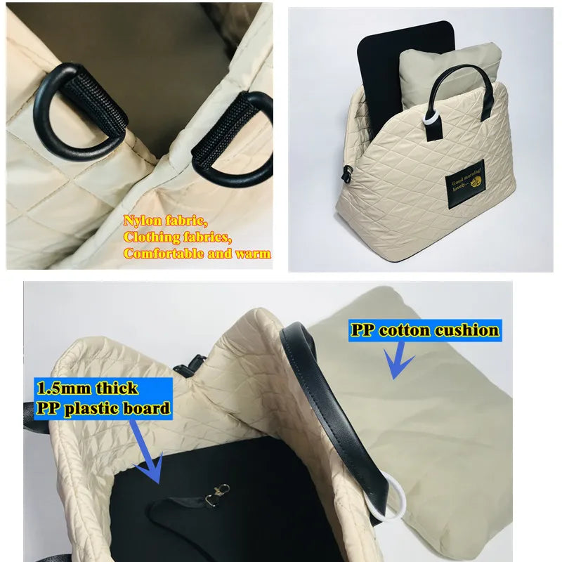 Portable Warm Kennel Pet Dog Carrier Bag Car Seat Control Nonslip Dog Carriers Safe, Puppy Cat Pet Bed Chihuahua Pet Products