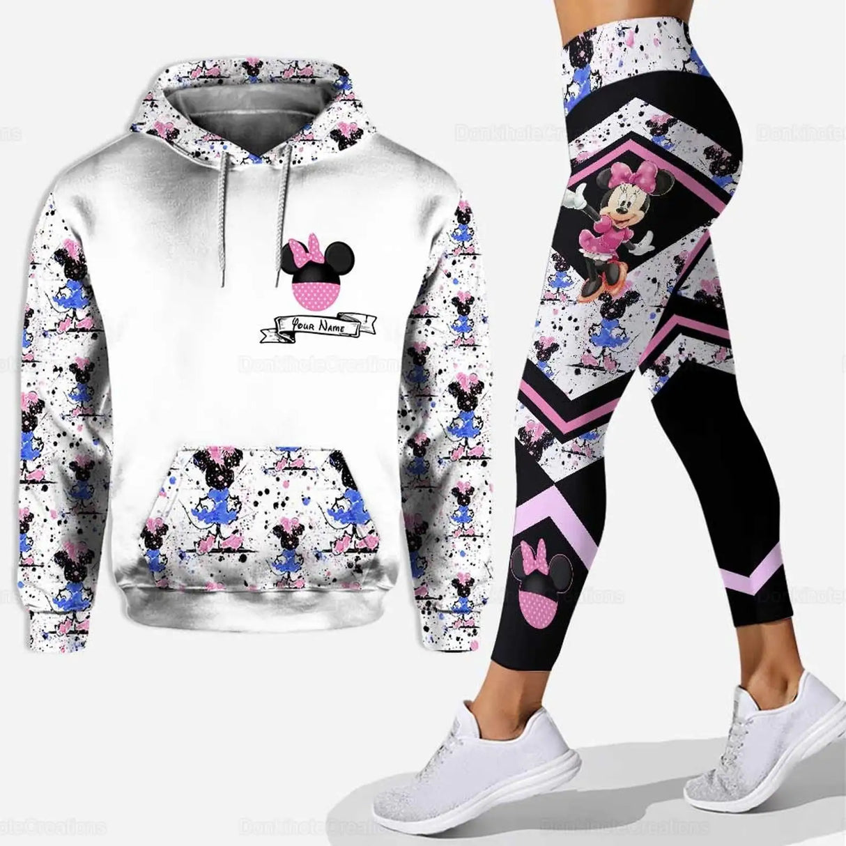 Disney Minnie 3D Hoodie Women's Hoodie Set Mickey Yoga Pants Sweatpants Women's Disney Yoga Hoodie Leggings Fashion Tracksuit