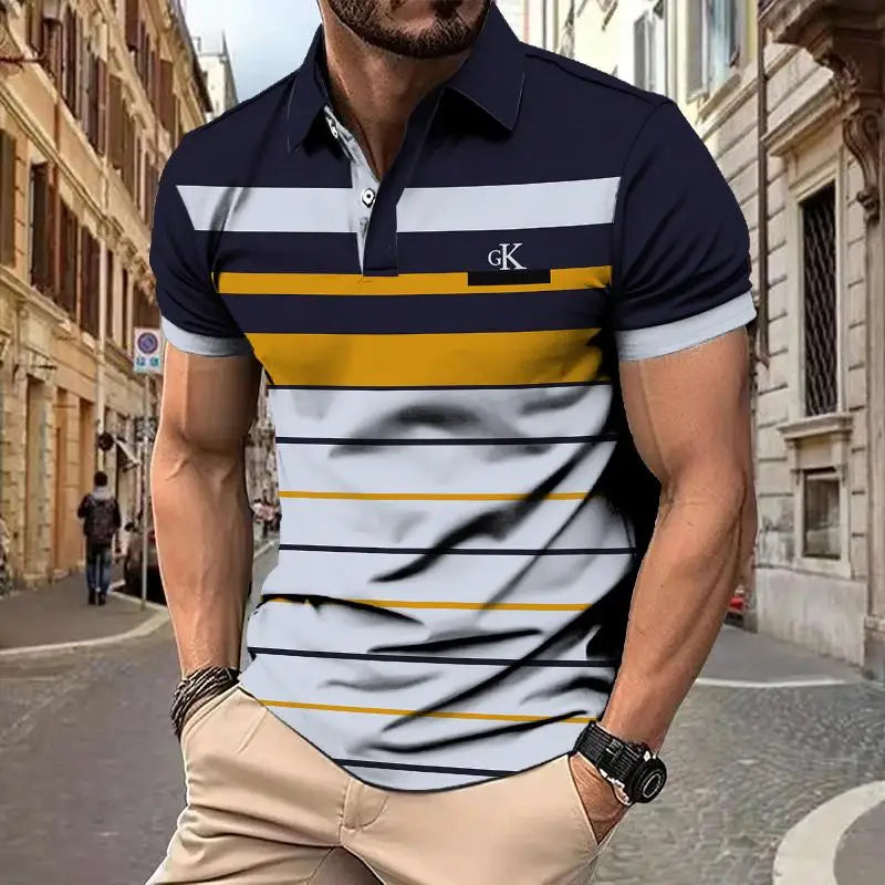 Striped Polo Shirt Men Polo Shirt Short Sleeve Top Casual Business Polo Shirt Men's Summer Clothing Quick Dry Fashion Polo Shirt