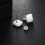 Baroque Natural Freshwater Pearls Square Shape and Multiple Styles Stud Earrings 925 Sterling Silver Fashion Jewelry for Women