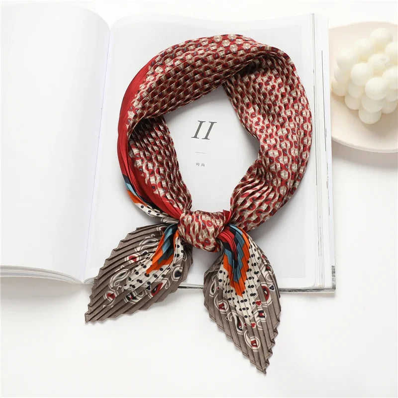 2023 Brand Crinkle Scarf Women Silk Satin Square Neck Tie Hand  Wirst Female Headscarves Bandana Shawl  Leopard Hair Foulard