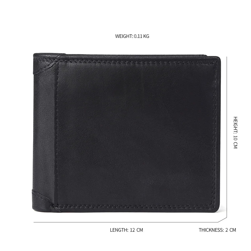 RFID Wallet Antitheft Scanning Leather s Hasp Leisure Men's Slim Mini Case Credit Card Trifold Purse