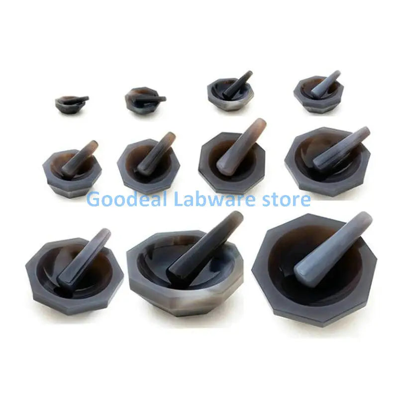 1set Lab Inner Diameter 30mm To 130mm Natural Agate Mortar and Pestle A-GRADE for Chemistry Laboratory Grinding