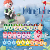 Kids Wooden Fishing Game Toys Gifts Early Education Alphabet Numeric Cognitive Toys Children Interactive Games Toys for Gifts