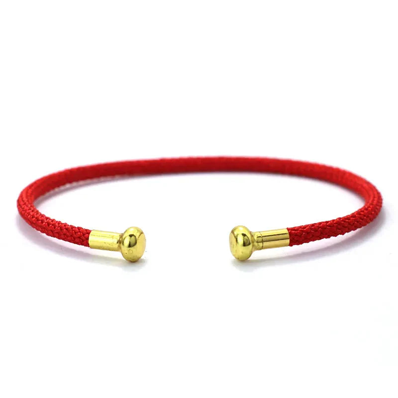 New Fashion Minimalist Stainless Steel Open Bangle Bracelet Unisex 3mm Lucky Red Thread Braclet Valentine Day Gift Accessories