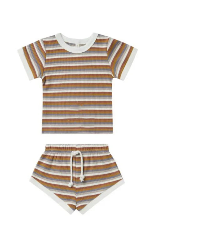 0-2Yrs Summer Striped Clothes For Newborn Baby Causal Cotton Short Sleeve  T-Shirts Shorts 2Pcs Summer Unisex Baby Clothing