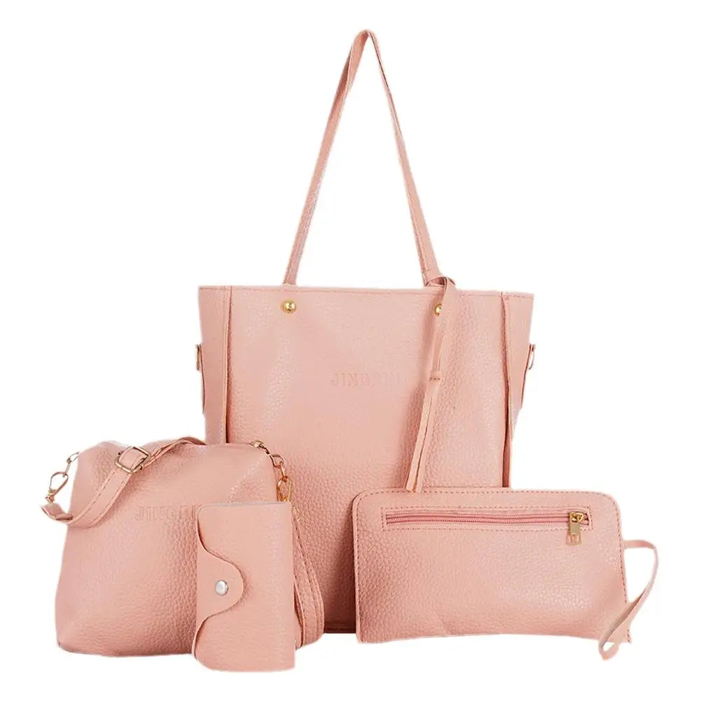 4pcs/set Women Handbag Messenger PU Leather Shoulder Bag Tote Purse Satchel Set PU Leather Women Handbags Wallet Tote Bag Set