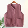 Womens Plus Size Fleece Jacket Autumn Casual Clothing Senior Sleeveless Vest Fashion Big Pocket Outwear Curve Coats T84 2363