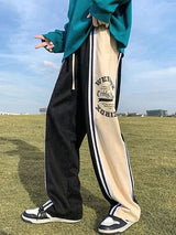 Y2k Preppy Casual Sport Sweatpants Men Streetwear Hip Hop Stripe Straight Long Trousers Oversize Wide Leg Pants 2023 New