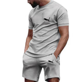 2024 New Men’s Sportswear Summer Suit Men’s Fitness Suit Sports Suit Short Sleeved T-shirt + Shorts Quick Drying 2 Piece Sets