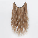 HAIRCUBE Synthetic No Clip Hair Extension Natural Hair Piece For Women Long Wavy Light Brown One Piece Fish Line False Hairpiece