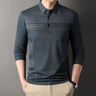 New Fashion Men's Striped Polo Shirts Male Button Collar T Shirt Casual Long Sleeve Tops