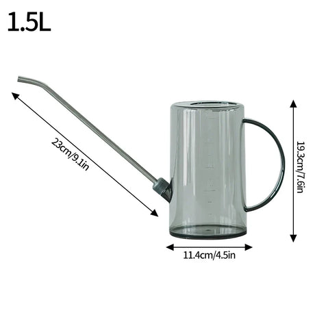 1L/1.5L Long Spout Watering Can Plastic Flower Potted Watering Kettle Stainless Curved Mouth Garden Planting Sprinkler Bottle