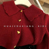 2022 Sweater Turn-down Collar Full Sleeve Regular Length Solid Simple Cotton Comfortable Elegant Casual Winter Children Girls