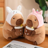 Capybara Plush Toy Simulation Capibara Cosplay Unicorn Dinosaur Dress Boba Bread Fruit Food Decor Birds Bubble Stuffed Animals