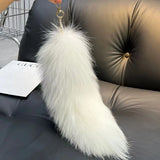 Real Fox Fur Tail Keychain Wolf Tail Fur Tassel Bag Charm Tag Black and Brown Pom Pom Charm Keyring Holder Strap Chain Gifts