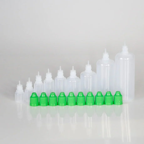 100pcs 5ml-120ml LDPE Empty Plastic Squeezable Bottles Eye Dropper E Liquid Juice Refillable Containers with Caps and Plug Tips