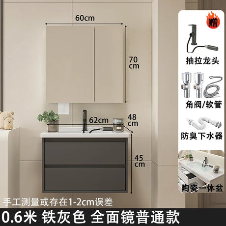 Ceramic Integrated Basin Bathroom Cabinet Modern Minimalist Sink Washbasin Cabinet Combined Muebles Hogar Hotel Furniture YX50BC