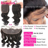 Beaufox Lace Frontal Closure With Bundles Loose Wave Bundles With Closure Indian Human Hair Bundles With Frontal Closure Remy