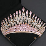 Pink Crystal Tiaras And Crowns Rhinestone Prom Diadem Crown For Women Bridal Wedding Hair Accessories Jewelry Crown Tiara Gift