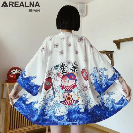 Japanese Kimono Traditional Clothing Crane Carp Anime Kimono Dress Shirts Women Samurai Haori Hombre Yukata Man Cardigan Shirt