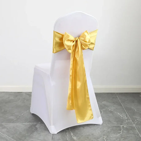 10/50pcs Satin Chair Bow Sashes Wholesale Wedding Chair Knot Ribbon Ties For Party Event Hotel Banquet Supplies Home Decorations