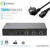 FTTH EPON OLT Fiber Optic Equipment, 2Port, PX20 +++, GBIC, Transmission 20km, Online, 128,Web Management