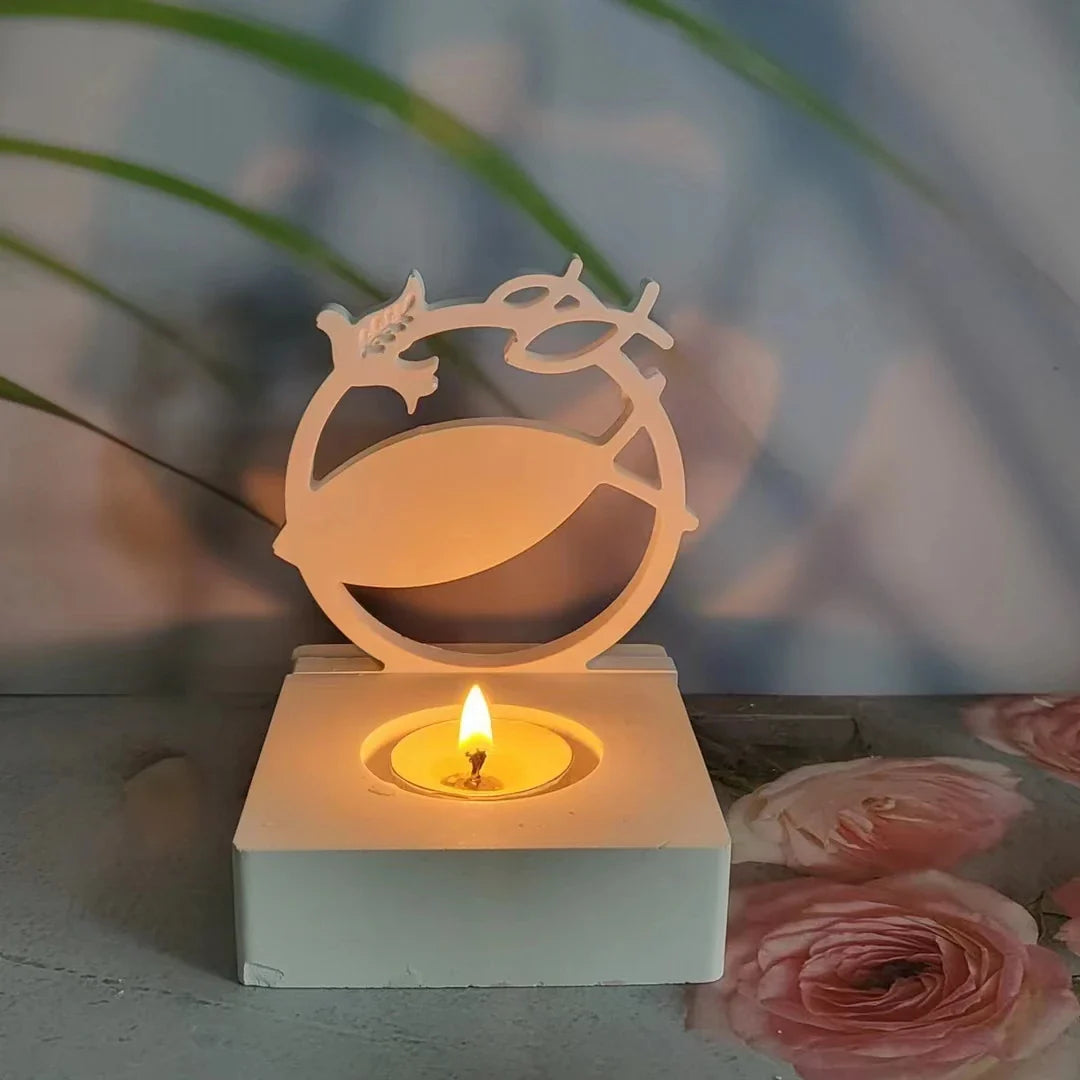 Life Tree Sailing Fish Ornaments Candle Holder Silicone Mold DIY Cement Gypsum Clay Pouring Resin Mold Home Decoration