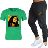 Ladies/Men's T-shirt Bob Marley Legend Reggae One Love Printed Sweatshirt Summer New Fashion Short Sleeve + Pants Suit Clothing