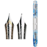 PENBBS 469 Transparent Resin Fountain Pen Double-Nib Ink Storage Iridium with Box for Business Writing Office School Supplies