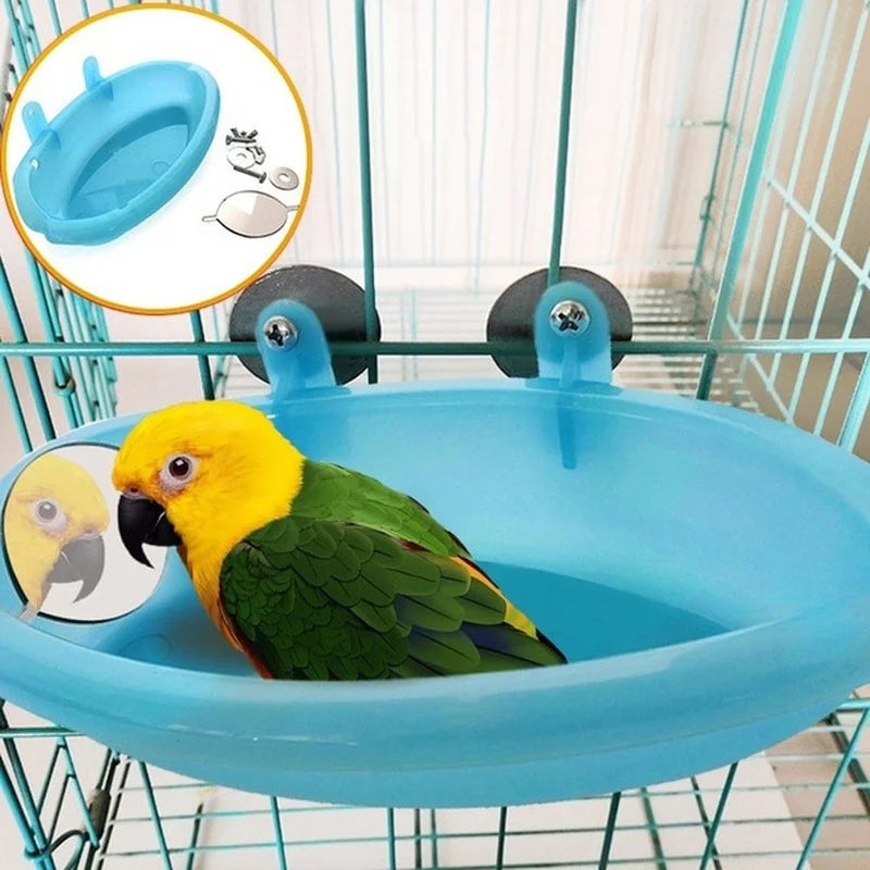 Pet Bird Bath Cage with Mirror, Parrot Bathtub, Shower Box, Small Toys, Pet Accessories