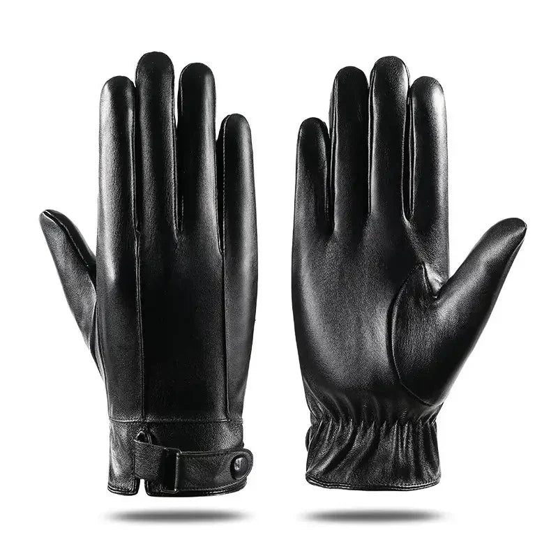 Fleece Leather Gloves Men's Winter Autumn PU Linings Cashmere Warm Sports Male Driving Mittens Waterproof Tactical Glove Guantes