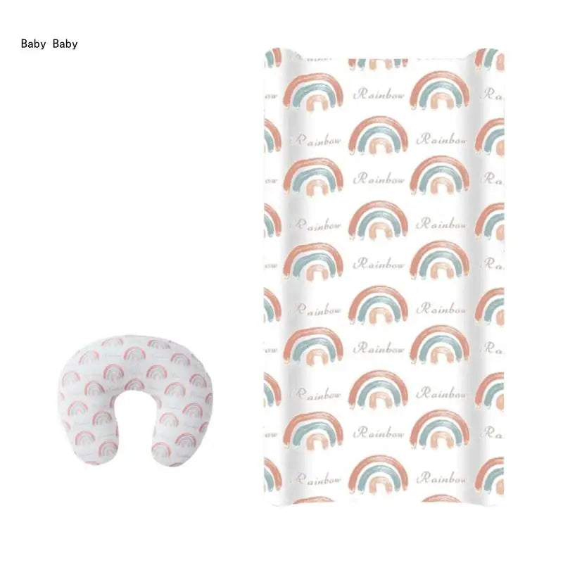 2pcs Printed Nursing Pillow Case Diaper Changing Pad Cover Set for Newborns Comfortable Baby Nappy Changing Mat Sleeve