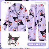 Spring Miniso Cute Children's Pajamas Sets Kawaii Anime Kuromi Pochacco Cinnamoroll Girl Boy Sleepwear Milk Silk Kids Loungewear