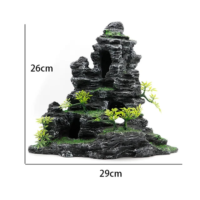 Fish Tank Plant Rockery Multi-style Aquarium Decoration,Resin Artificial Building Cave Aquarium Landscaping Ornament Decor